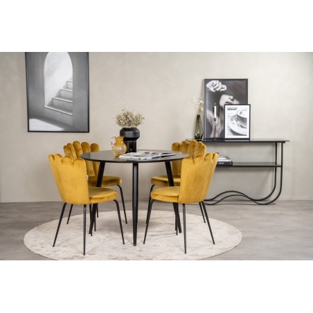 Plaza Runt Matbord – Svart / Svart – ø100*H75 + Limhamni tool – kollane _4