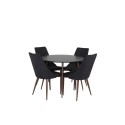 Plaza ümarlaud 100 cm - must top - pähkel jalad+Leone söögitool - pähkel jalad - must kangas_4