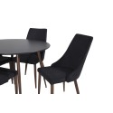 Plaza ümarlaud 100 cm - must top - pähkel jalad+Leone söögitool - pähkel jalad - must kangas_4