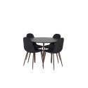 Plaza ümarlaud 100 cm - must top - pähkel jalad+Polar söögitool - pähkel jalad - must kangas_4
