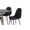 Plaza ümarlaud 100 cm - must top - pähkel jalad+Polar söögitool - pähkel jalad - must kangas_4
