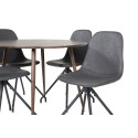 Plaza ümarlaud 100 cm - Pähkel plaat - Pähkel jalad+Pööramisfunktsiooniga söögitool Polar - mustad jalad - must PU_4
