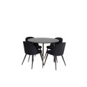 Plaza ümarlaud 100 cm - must top - pähkel jalad+velvet söögitool - must / must_4