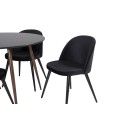 Plaza ümarlaud 100 cm - must top - pähkel jalad+velvet söögitool - must / must_4