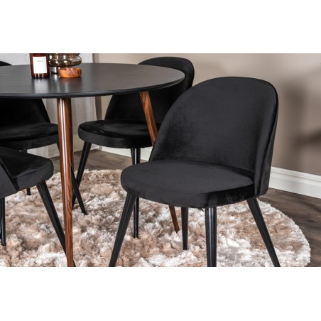Plaza ümarlaud 100 cm - must top - pähkel jalad+velvet söögitool - must / must_4