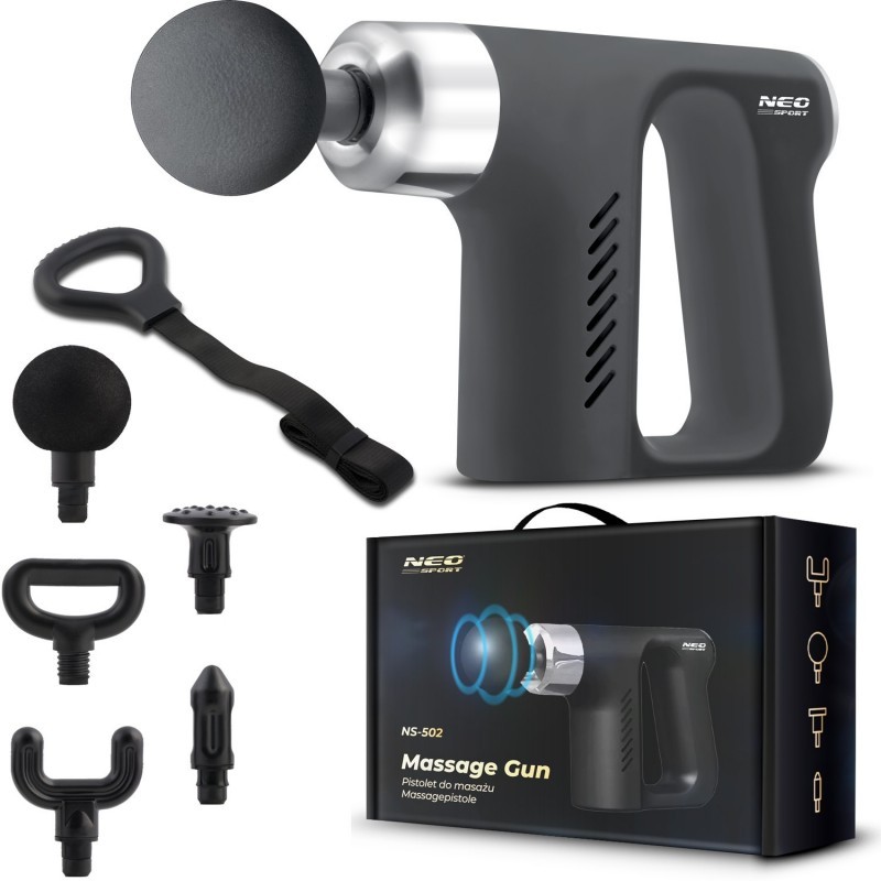 Kehamassaažipüstol 5 otsikuga must | FreshDesign.ee