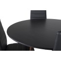 Plaza ümarlaud 100 cm - must top - pähkel jalad + õhuke kõrge seljatoega söögitool - mustad jalad - must PU_4