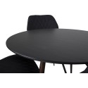 Plaza ümarlaud 100 cm - must top - pähkel jalad+Gemma söögitool - mustad jalad - must kangas_4