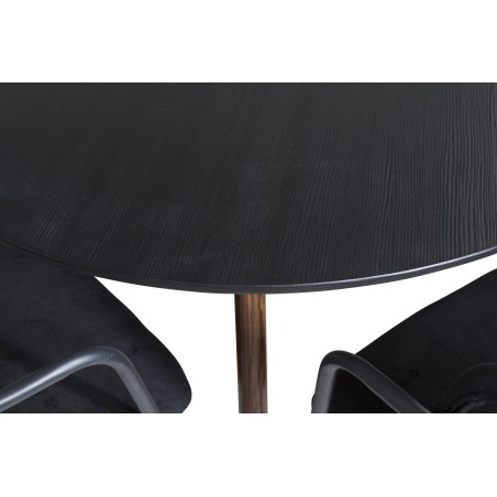Plaza ümarlaud 100 cm - must top - pähkel jalad+nool tugitool - mustad jalad - Black Velvet_4