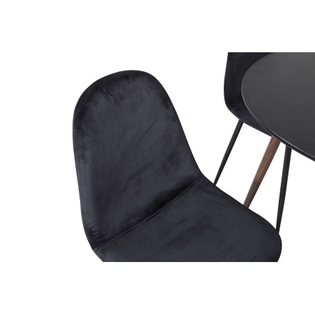 Plaza ümarlaud 100 cm - must top - pähkel jalad+Polar söögitool - mustad jalad / Black Velvet -4