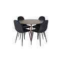 Plaza Ümarlaud 100 cm - Pähkel plaat - Pähkel jalad+Polar söögitool - Mustad jalad / Black Velvet 4