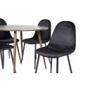 Plaza Ümarlaud 100 cm - Pähkel plaat - Pähkel jalad+Polar söögitool - Mustad jalad / Black Velvet 4