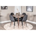 Plaza Ümarlaud 100 cm - Pähkel plaat - Pähkel jalad+Polar söögitool - Mustad jalad / Black Velvet 4