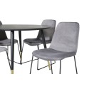 Dipp söögilaud - 115 cm - must / must messing+Muce söögitool - mustad jalad - hall Velvet_4