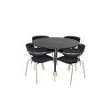 Dipp söögilaud - 115 cm - must / must messing+nool tugitool - messingist jalad - Black Velvet_4