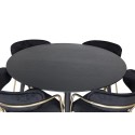 Dipp söögilaud - 115 cm - must / must messing+nool tugitool - messingist jalad - Black Velvet_4