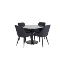 Estelle ümmargune söögilaud ø106 H75 - must / must+Plaza söögitool - mustad jalad - must kangas_4