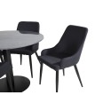 Estelle ümmargune söögilaud ø106 H75 - must / must+Plaza söögitool - mustad jalad - must kangas_4