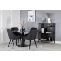 Estelle ümmargune söögilaud ø106 H75 - must / must+Plaza söögitool - mustad jalad - must kangas_4