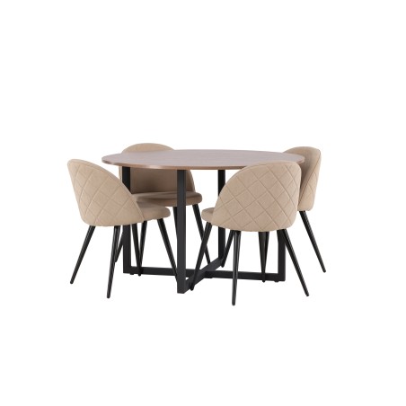 Durango söögilaud - must / pähkel MDF + sametpistetega tool - must / beež kangas (polüesterlina) _4