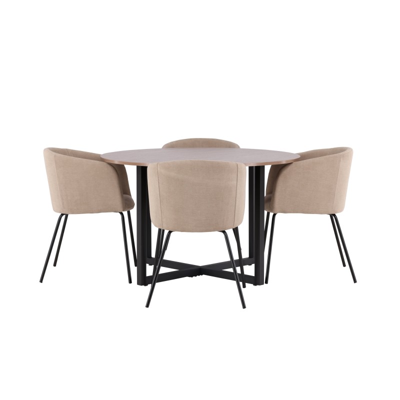Durango söögilaud - must / pähkel MDF + Berit tool - must / beež kangas (polüesterlina) _4
