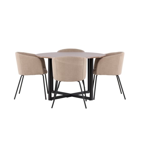 Durango söögilaud - must / pähkel MDF + Berit tool - must / beež kangas (polüesterlina) _4