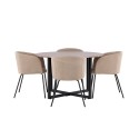 Durango söögilaud - must / pähkel MDF + Berit tool - must / beež kangas (polüesterlina) _4
