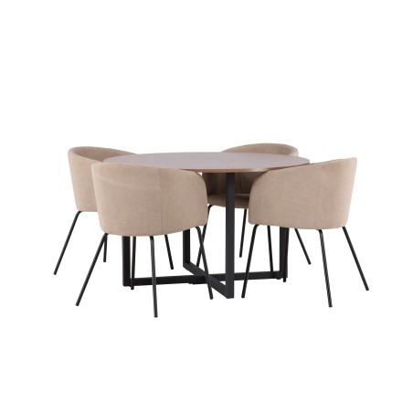 Durango söögilaud - must / pähkel MDF + Berit tool - must / beež kangas (polüesterlina) _4