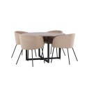 Durango söögilaud - must / pähkel MDF + Berit tool - must / beež kangas (polüesterlina) _4