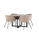Durango söögilaud - must / pähkel MDF + Berit tool - must / beež kangas (polüesterlina) _4