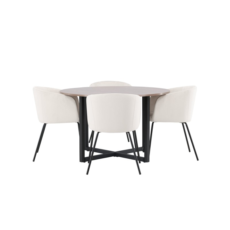 Durango söögilaud - must / pähkel MDF + Berit tool - must / beež samet _4