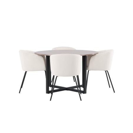 Durango söögilaud - must / pähkel MDF + Berit tool - must / beež samet _4