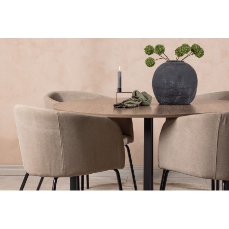 Durango söögilaud - must / pähkel MDF + Berit tool - must / beež kangas (polüesterlina) _4