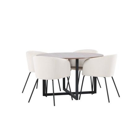 Durango söögilaud - must / pähkel MDF + Berit tool - must / beež samet _4