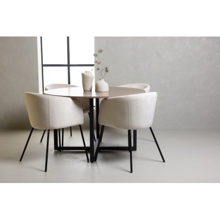Durango söögilaud - must / pähkel MDF + Berit tool - must / beež samet _4