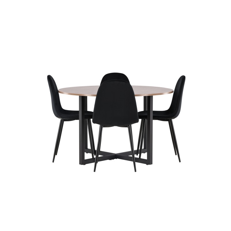 Durango söögilaud - must / pähkel MDF + söögitool Polar - mustad jalad / must samet _4