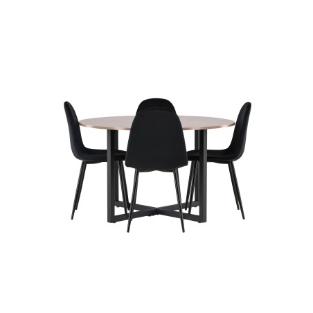 Durango söögilaud - must / pähkel MDF + söögitool Polar - mustad jalad / must samet _4