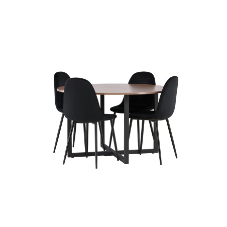 Durango söögilaud - must / pähkel MDF + söögitool Polar - mustad jalad / must samet _4