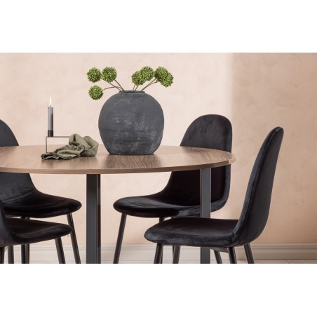 Durango söögilaud - must / pähkel MDF + söögitool Polar - mustad jalad / must samet _4