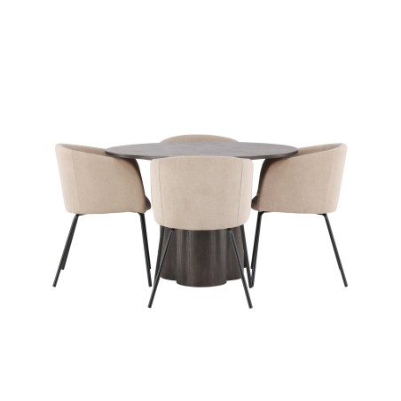 OliviaDining Table-Mocca/MoccaVeneer+Berittool-must/beež kangas (polüesterlina)_4