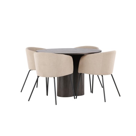 OliviaDining Table-Mocca/MoccaVeneer+Berittool-must/beež kangas (polüesterlina)_4