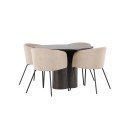 OliviaDining Table-Mocca/MoccaVeneer+Berittool-must/beež kangas (polüesterlina)_4