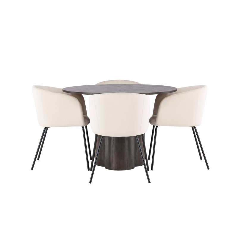OliviaDining Table-Mocca/MoccaVeneer+Berittool-must/beež samet_4