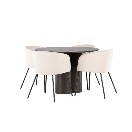 OliviaDining Table-Mocca/MoccaVeneer+Berittool-must/beež samet_4