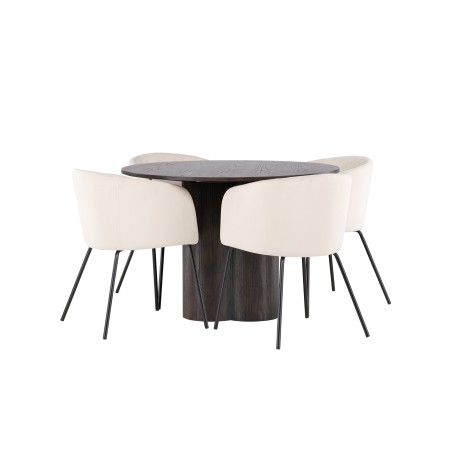 OliviaDining Table-Mocca/MoccaVeneer+Berittool-must/beež samet_4