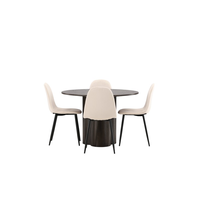 OliviaDining Table-Mocca/MoccaVeneer+PolarDining Chair-Blacklegs/Beige Velvet_4