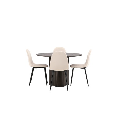 OliviaDining Table-Mocca/MoccaVeneer+PolarDining Chair-Blacklegs/Beige Velvet_4
