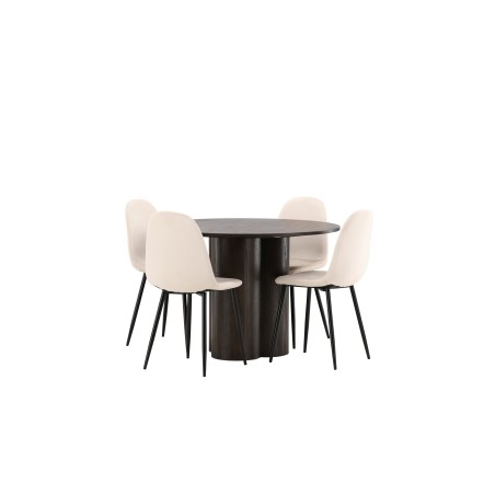 OliviaDining Table-Mocca/MoccaVeneer+PolarDining Chair-Blacklegs/Beige Velvet_4