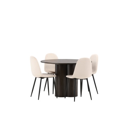 OliviaDining Table-Mocca/MoccaVeneer+PolarDining Chair-Blacklegs/Beige Velvet_4