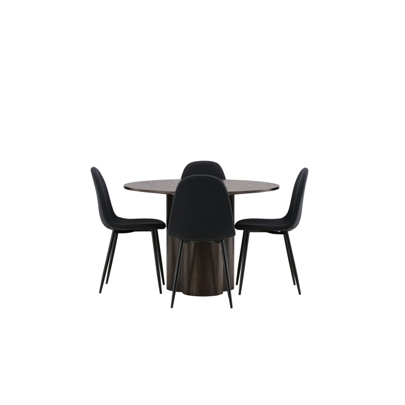 OliviaDining Table-Mocca/MoccaVeneer+PolarDining Chair-Black Leggs-Black Fabric_4